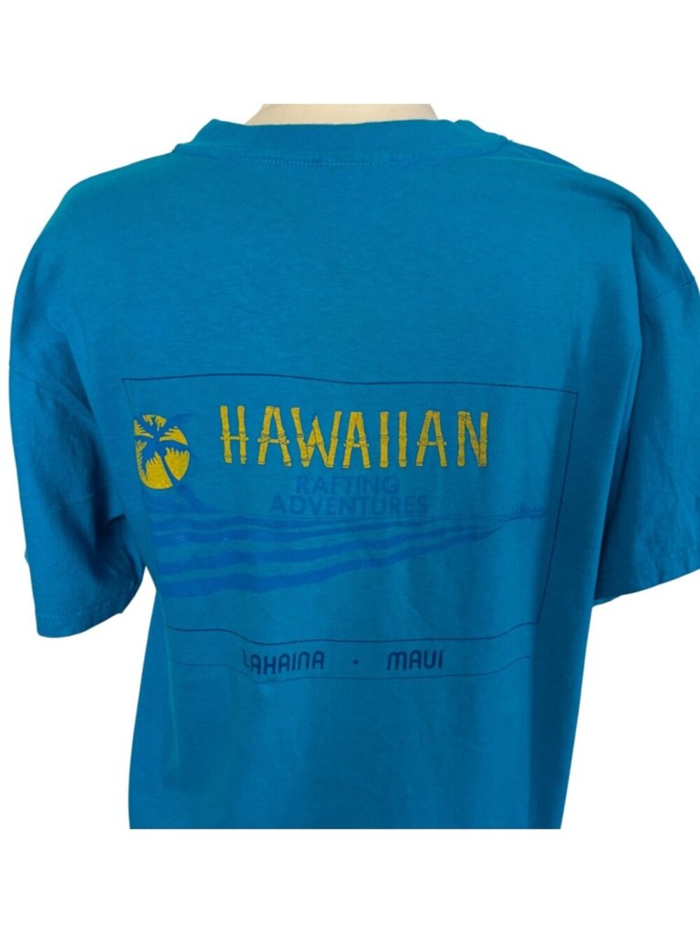 Vintage Hawaiian Rafting Adventures Lahaina Maui T Shirt Adult Large Blue Cotton